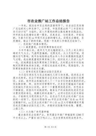 2024年市农业推广站工作总结报告