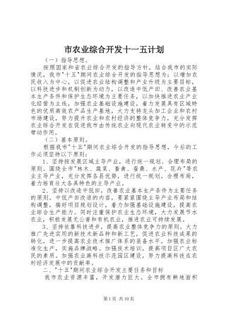 2024年市农业综合开发十一五计划