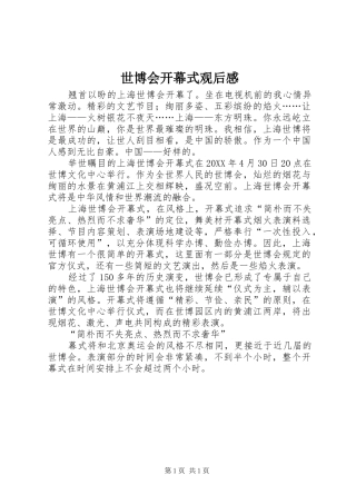 2024年世博会开幕式观后感