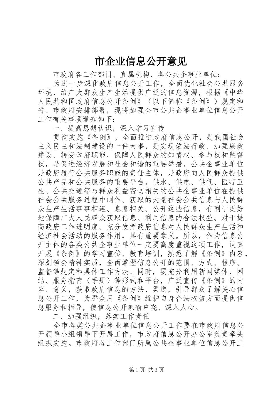 2024年市企业信息公开意见_第1页