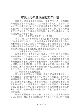2024年市爱卫办年度卫生的工作计划