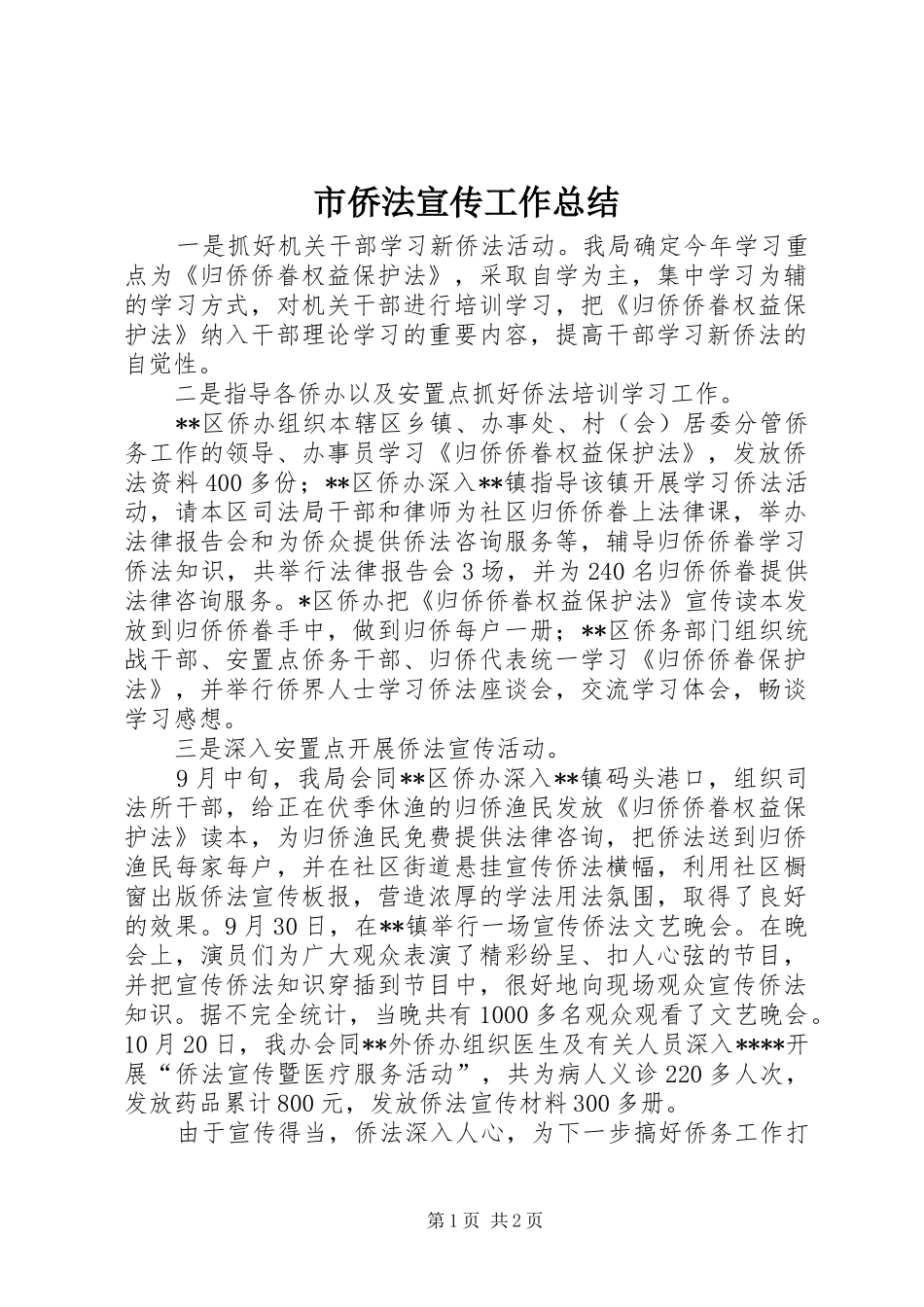 2024年市侨法宣传工作总结_第1页