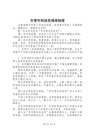2024年市青年科技奖规章制度