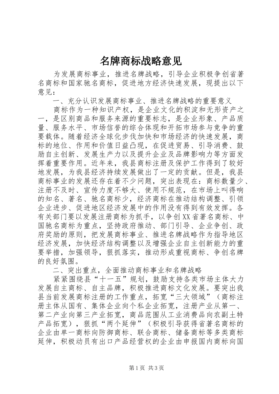2024年名牌商标战略意见_第1页
