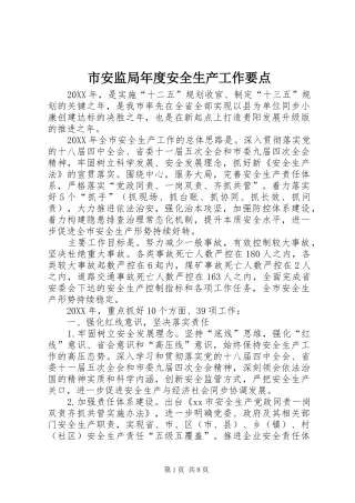 2024年市安监局年度安全生产工作要点