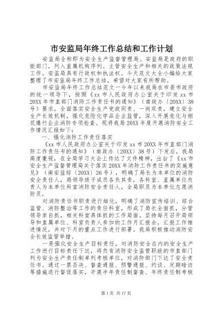 2024年市安监局年终工作总结和工作计划