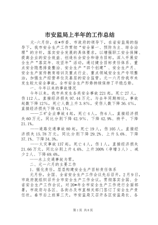 2024年市安监局上半年的工作总结