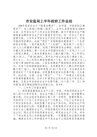 2024年市安监局上半年政府工作总结