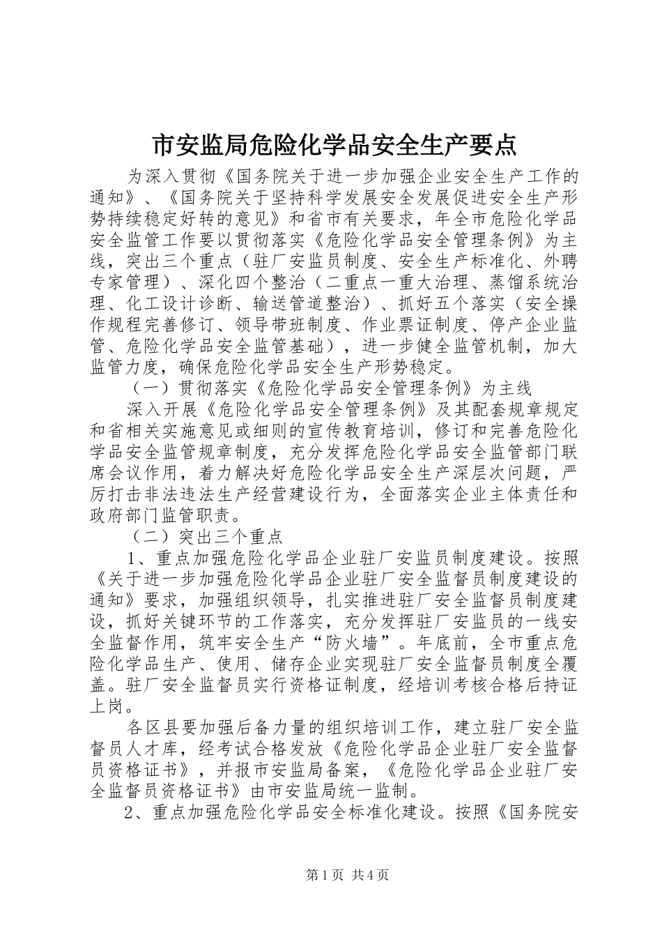 2024年市安监局危险化学品安全生产要点_第1页