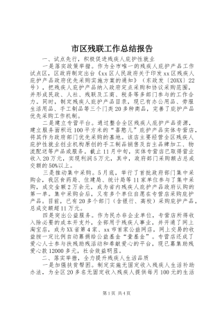 2024年市区残联工作总结报告