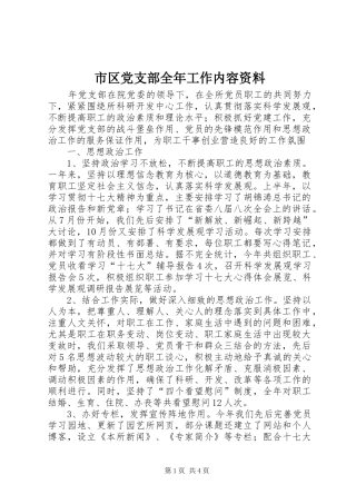 2024年市区党支部全年工作内容资料