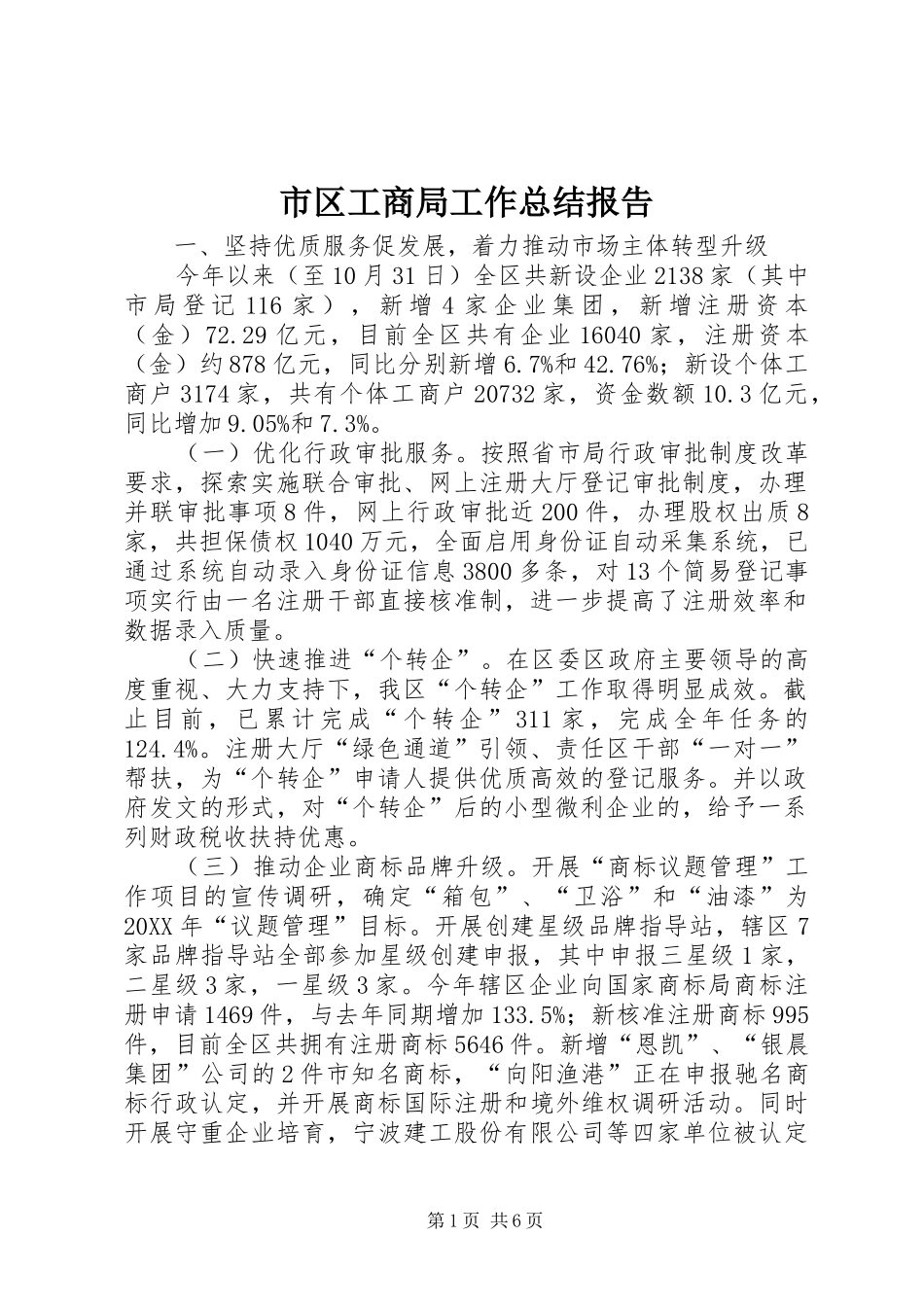 2024年市区工商局工作总结报告_第1页