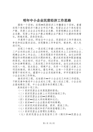 2024年明年中小企业民营经济工作思路