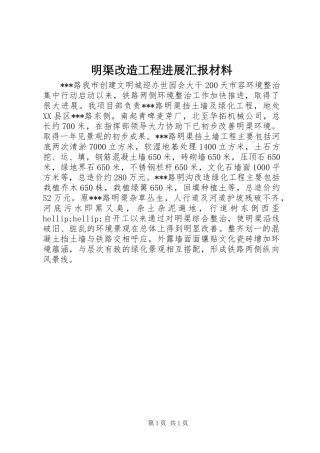 2024年明渠改造工程进展汇报材料