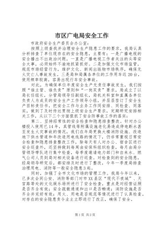 2024年市区广电局安全工作