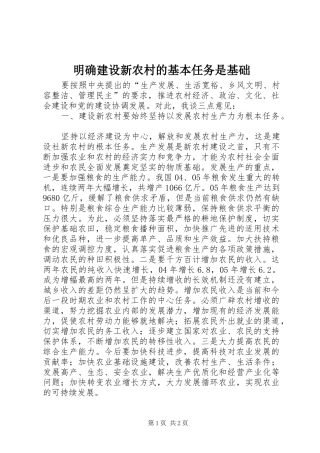 2024年明确建设新农村的基本任务是基础