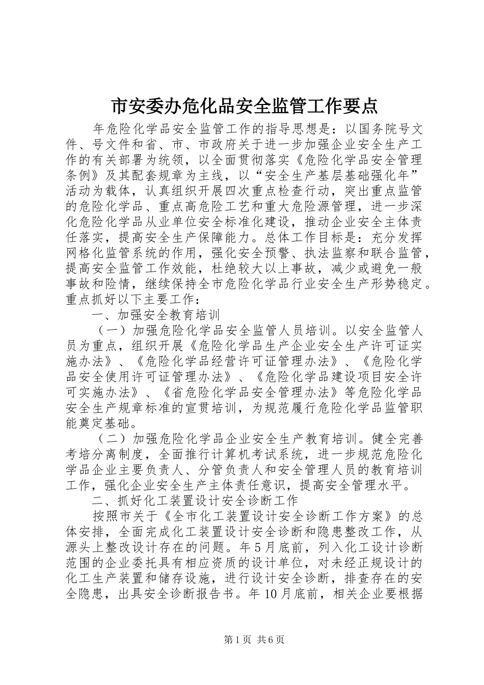 2024年市安委办危化品安全监管工作要点_第1页