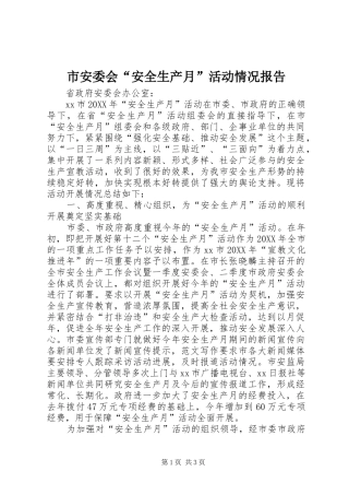 2024年市安委会安全生产月活动情况报告