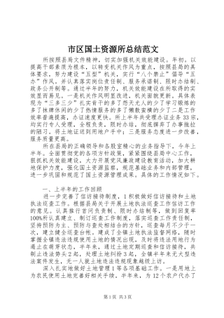 2024年市区国土资源所总结范文