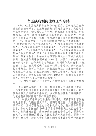 2024年市区疾病预防控制工作总结
