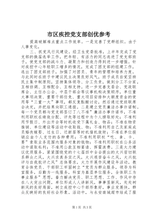 2024年市区疾控党支部创优参考