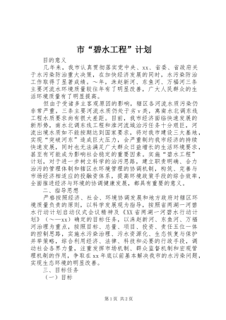 2024年市碧水工程计划