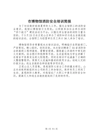 2024年市博物馆消防安全培训简报