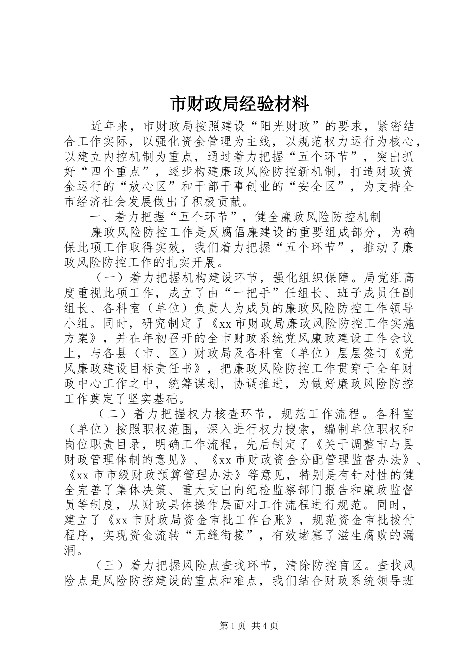2024年市财政局经验材料_第1页