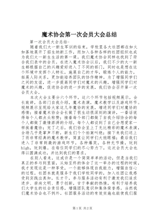 2024年魔术协会第一次会员大会总结