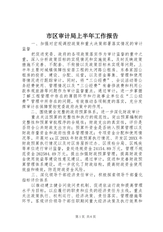 2024年市区审计局上半年工作报告