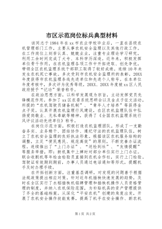 2024年市区示范岗位标兵典型材料