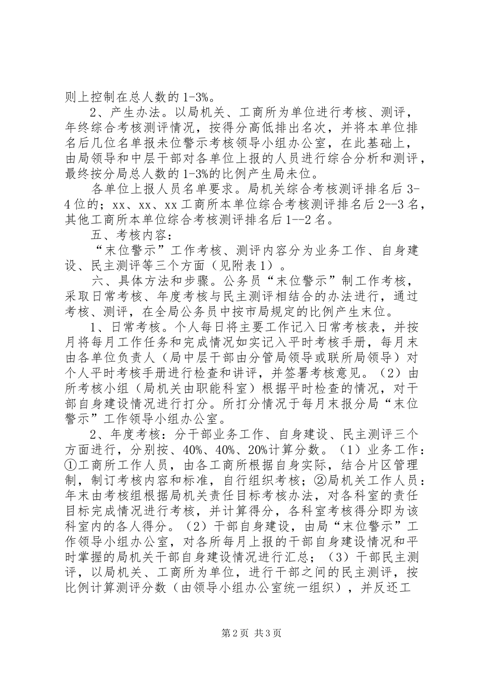 2024年末位工商分局公务员末位警示工作实施意见_第2页