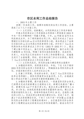 2024年市区水利工作总结报告