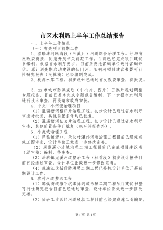 2024年市区水利局上半年工作总结报告