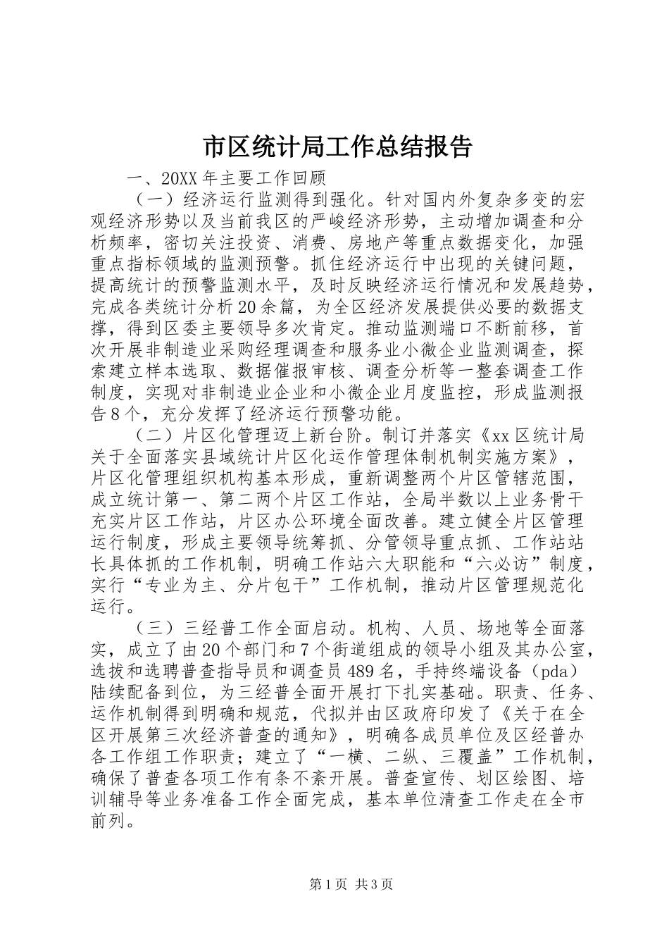 2024年市区统计局工作总结报告_第1页