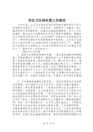 2024年市区卫生局年度工作报告