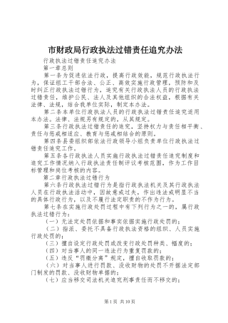 2024年市财政局行政执法过错责任追究办法