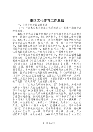 2024年市区文化体育工作总结
