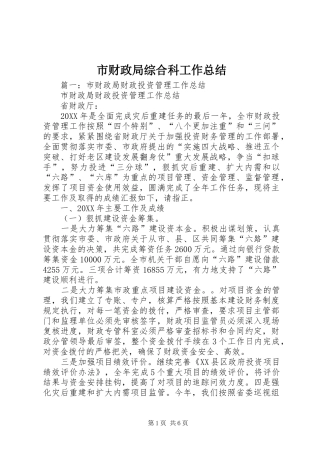 2024年市财政局综合科工作总结