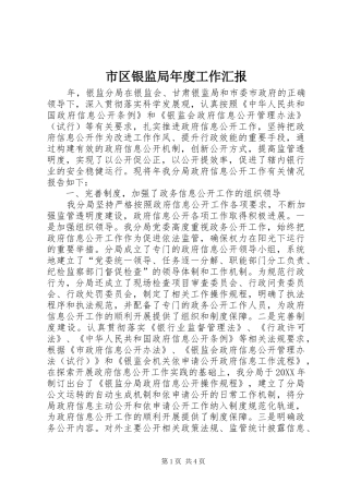 2024年市区银监局年度工作汇报