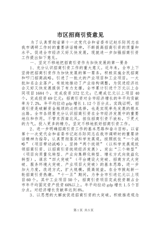 2024年市区招商引资意见