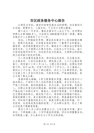 2024年市区政务服务中心报告