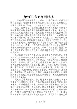2024年市残联工作亮点申报材料