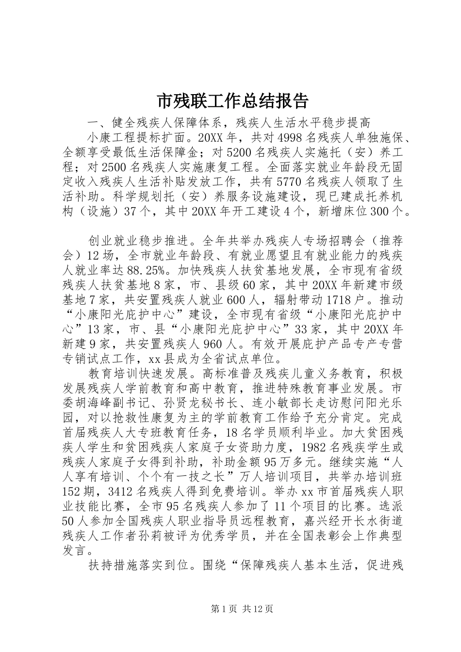 2024年市残联工作总结报告_第1页