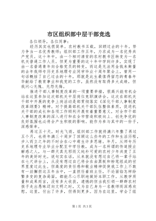 2024年市区组织部中层干部竞选