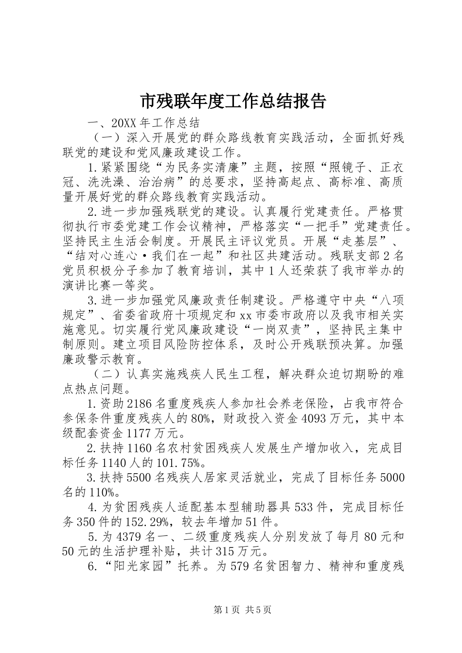 2024年市残联年度工作总结报告_第1页