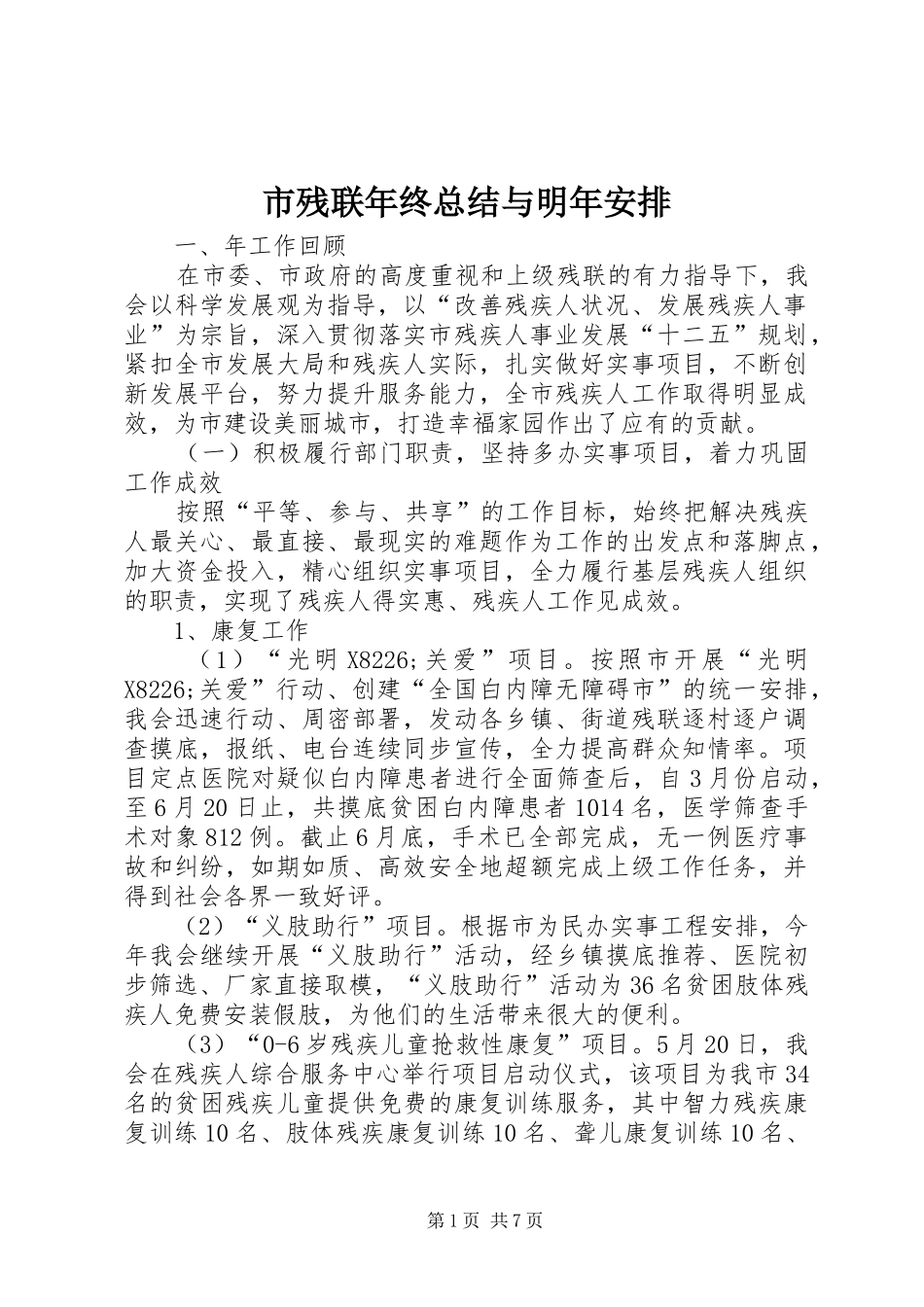 2024年市残联年终总结与明年安排_第1页