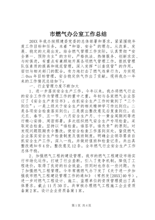 2024年市燃气办公室工作总结