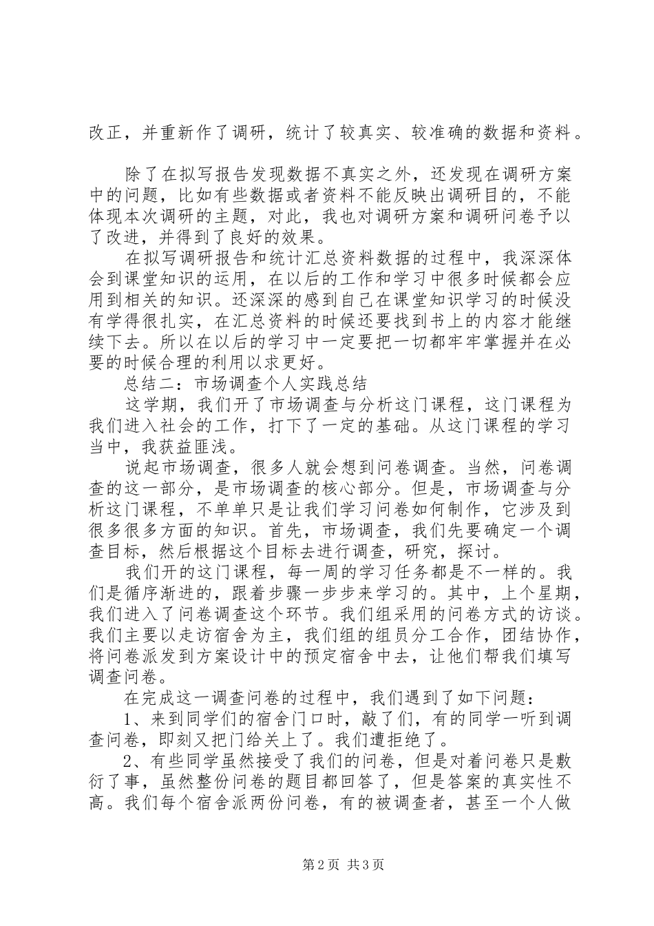 2024年市场调查个人实践总结范文_第2页