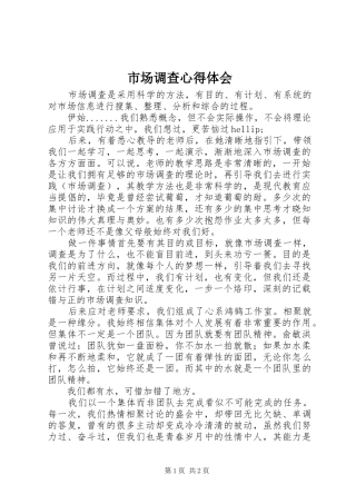 2024年市场调查心得体会